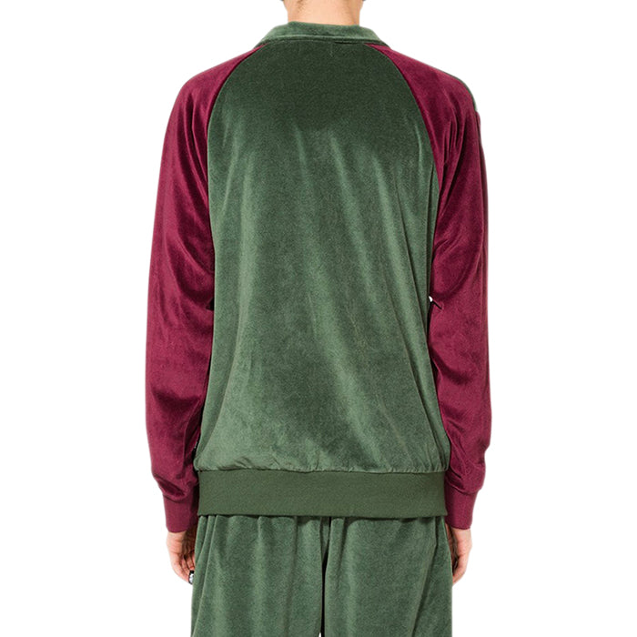 STÜSSY VELOUR PANELED TRACK JACKET // GREEN
