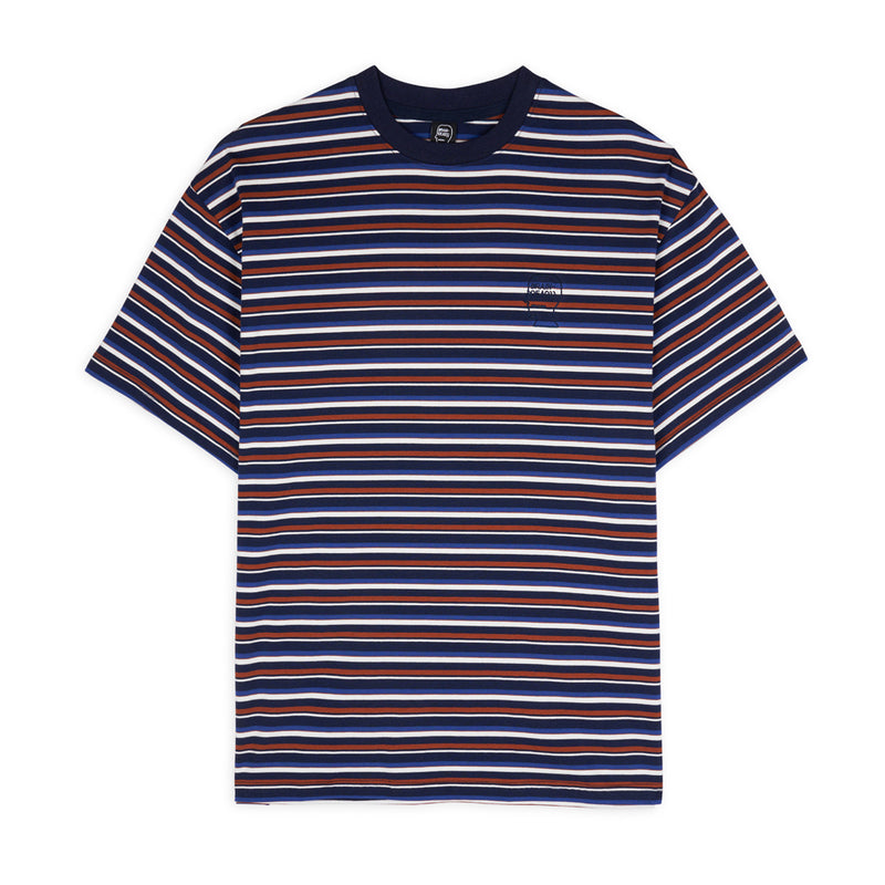 brain dead 002263NY01 nineties blocked striped t shirt navy