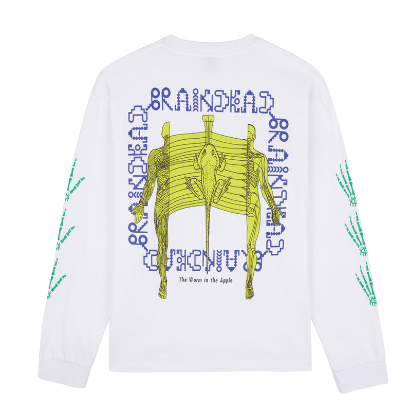 brain dead 002312WH01 worm in the apple long sleeve white