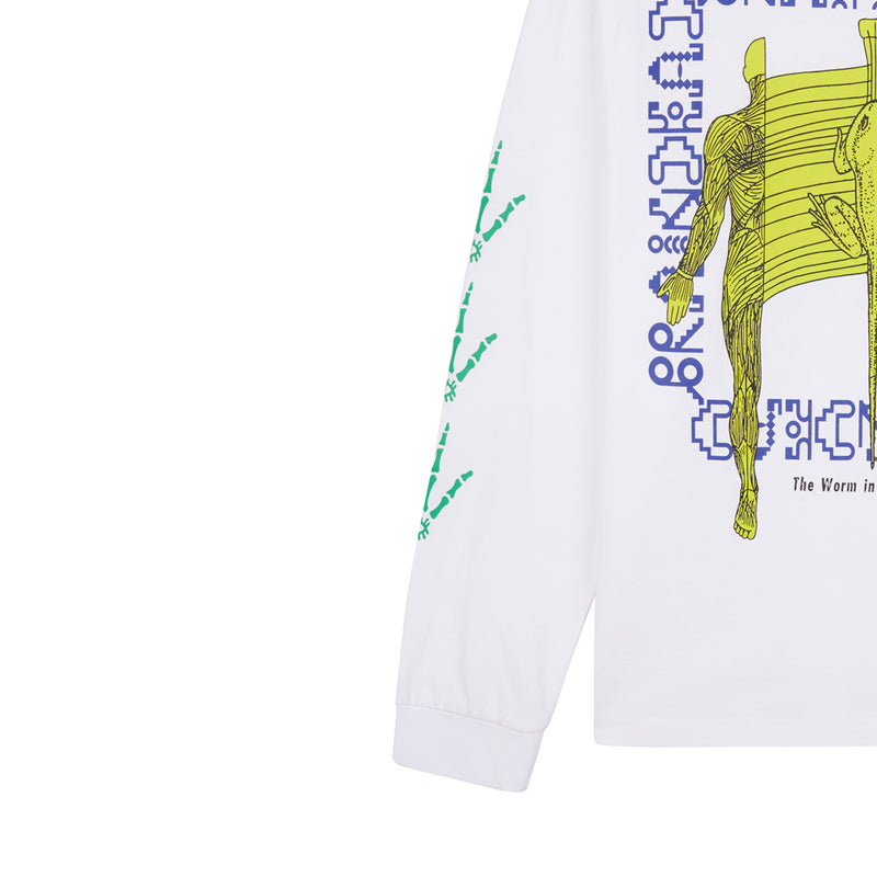 brain dead 002312WH01 worm in the apple long sleeve white