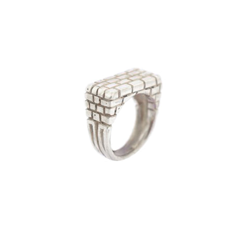 doryphoros bricks rectangular ring In 925 Silver handcarved & cast