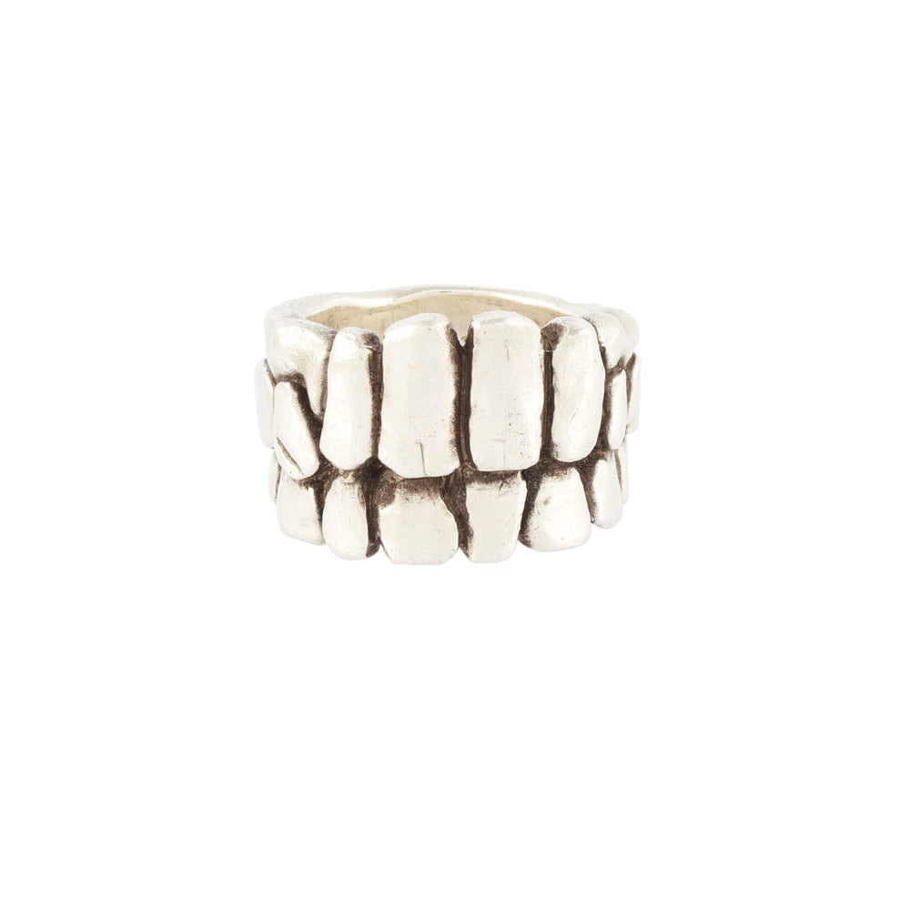 doryphoros ivories double row ring In 925 Silver handcarved & cast