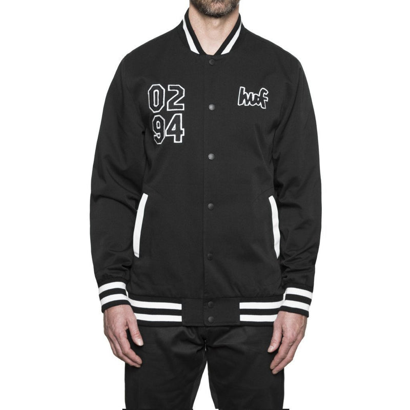 HUF CHUNK VARSITY JACKET // BLACK/WHITE-The Collateral