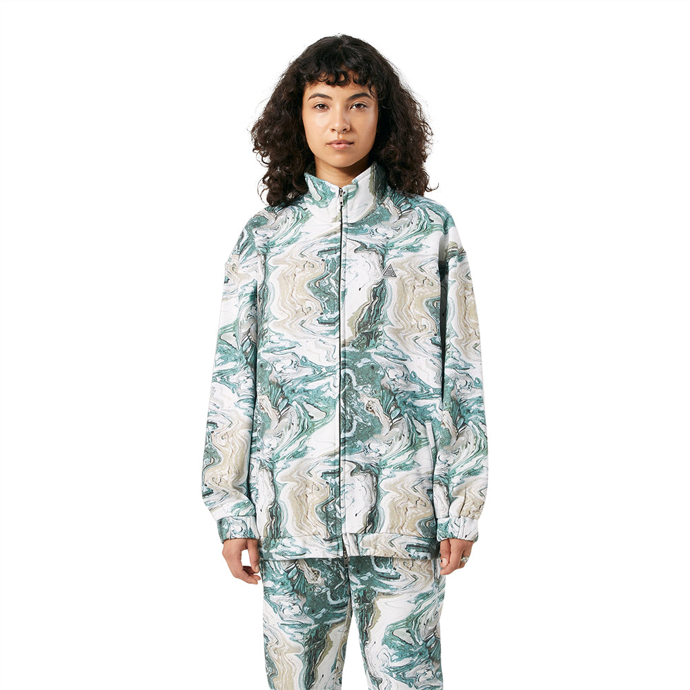 huf worldwide swirl oversized fleece full zip olive wfl0015 olive