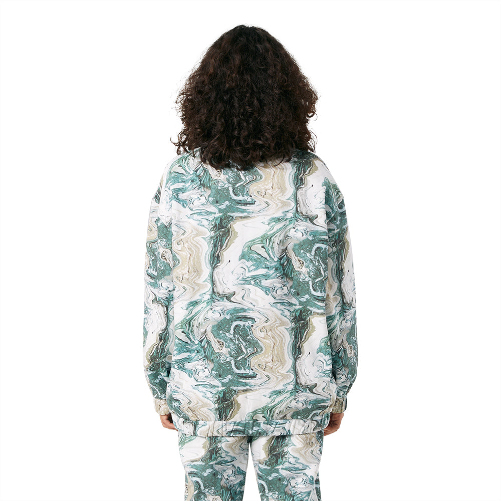 huf worldwide swirl oversized fleece full zip olive wfl0015 olive