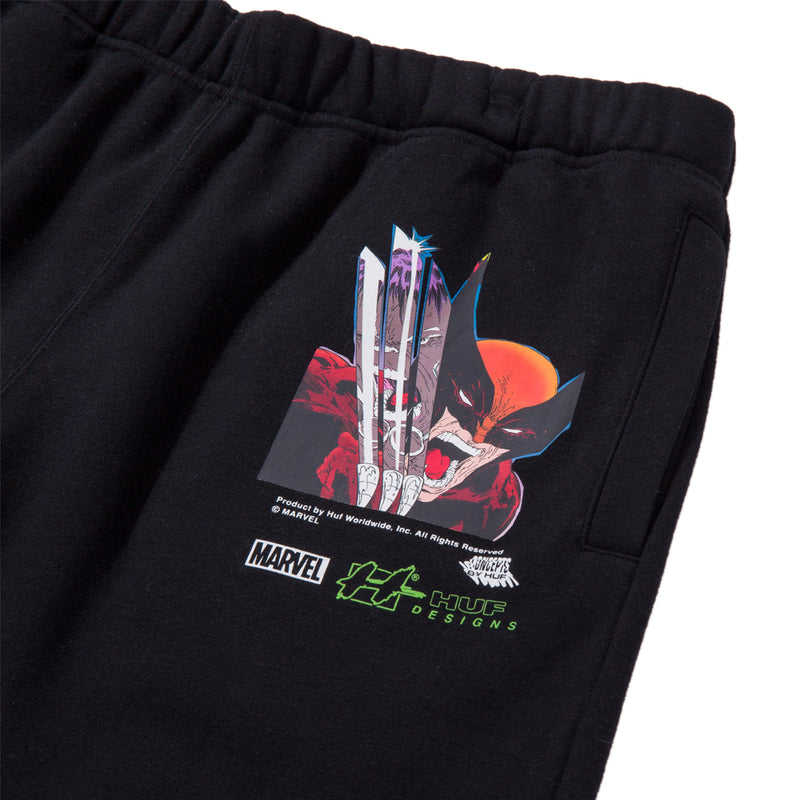 huf worldwide x marvel smash up fleece short black pt00260 black