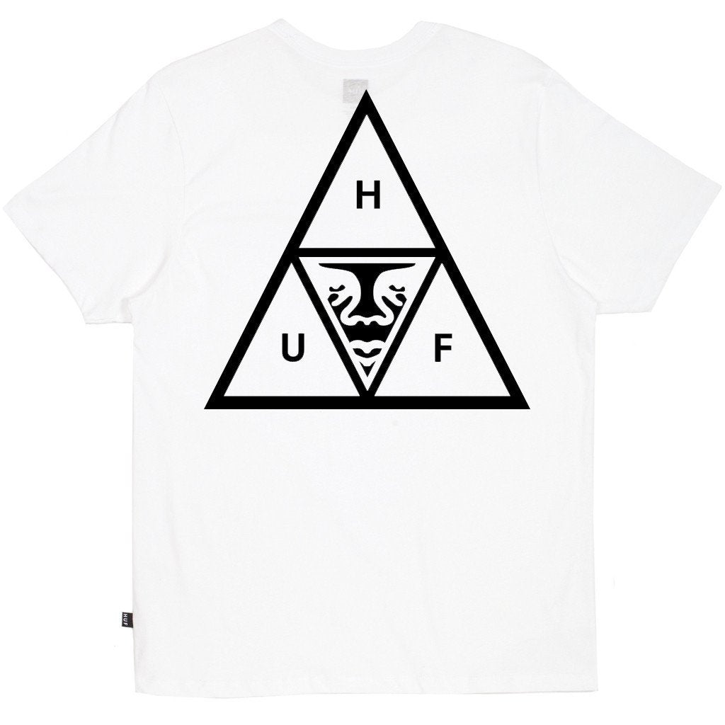 HUF X OBEY TRIPLE TRIANGLE POCKET TEE // WHITE-The Collateral
