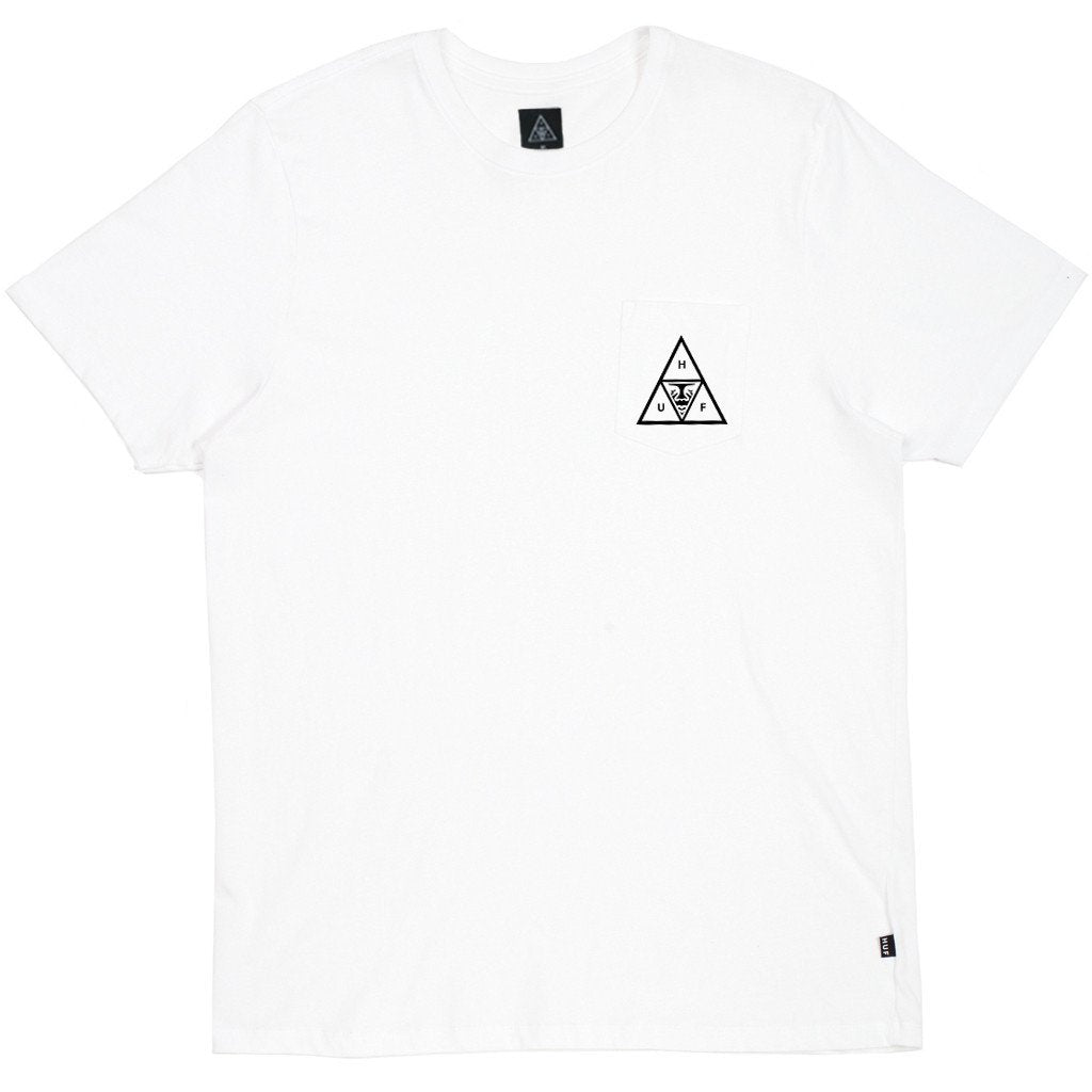 HUF X OBEY TRIPLE TRIANGLE POCKET TEE // WHITE-The Collateral
