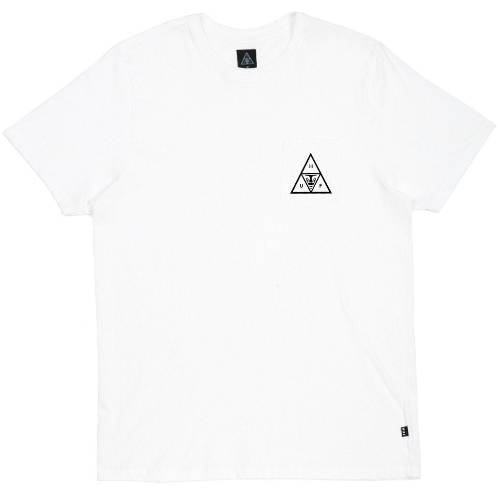 HUF X OBEY TRIPLE TRIANGLE POCKET TEE WHITE