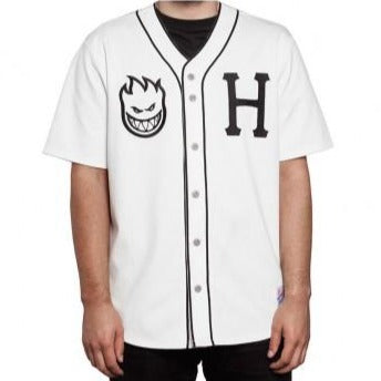 HUF X SPITFIRE BASEBALL JERSEY // WHITE-The Collateral