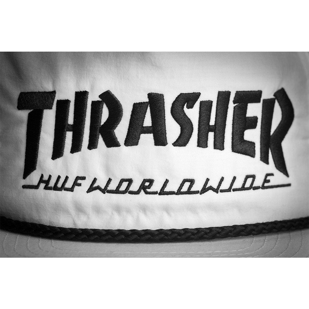 HUF X THRASHER COLLAB LOGO SNAPBACK // WHITE-The Collateral