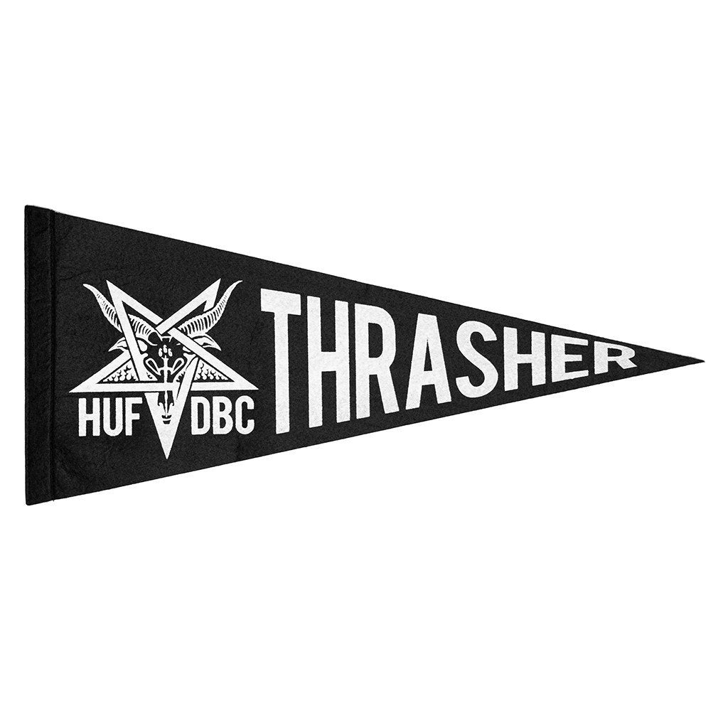 HUF X THRASHER VINTAGE FELT PENNANT // BLACK-The Collateral