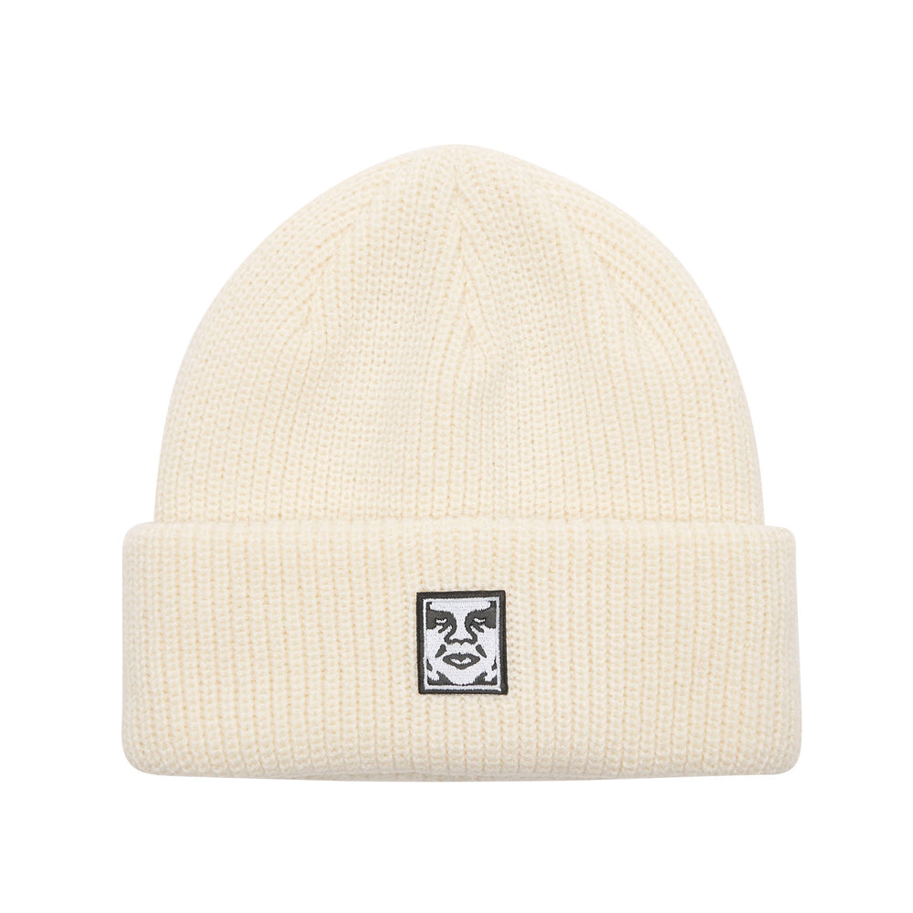 obey 100030195 mid icon patch cuff beanie unbleached