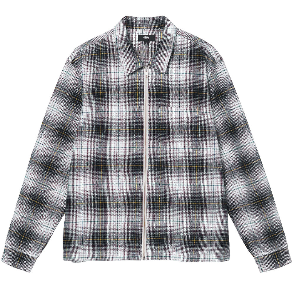 STÜSSY PAUL SHADOW PLAID ZIP SHIRT // BLACK – Collateral