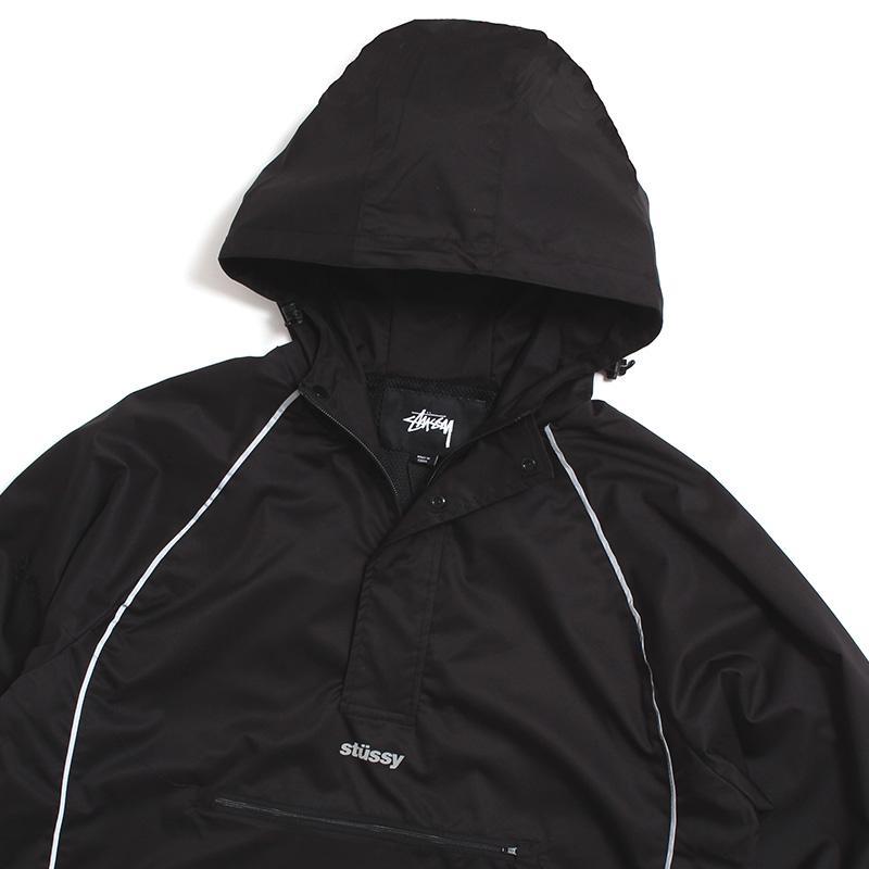 タクミ　Stussy ブラック ナイロンジャケット M STÜSSY 3M PIPING PULLOVER // BLACK – Collateral
