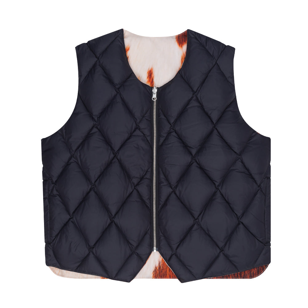 stussy 115695 reversible quilted vest cowhide