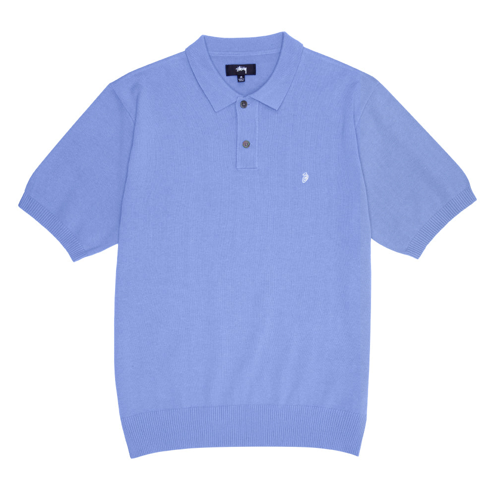 stussy 117110 classic ss polo sweater blue
