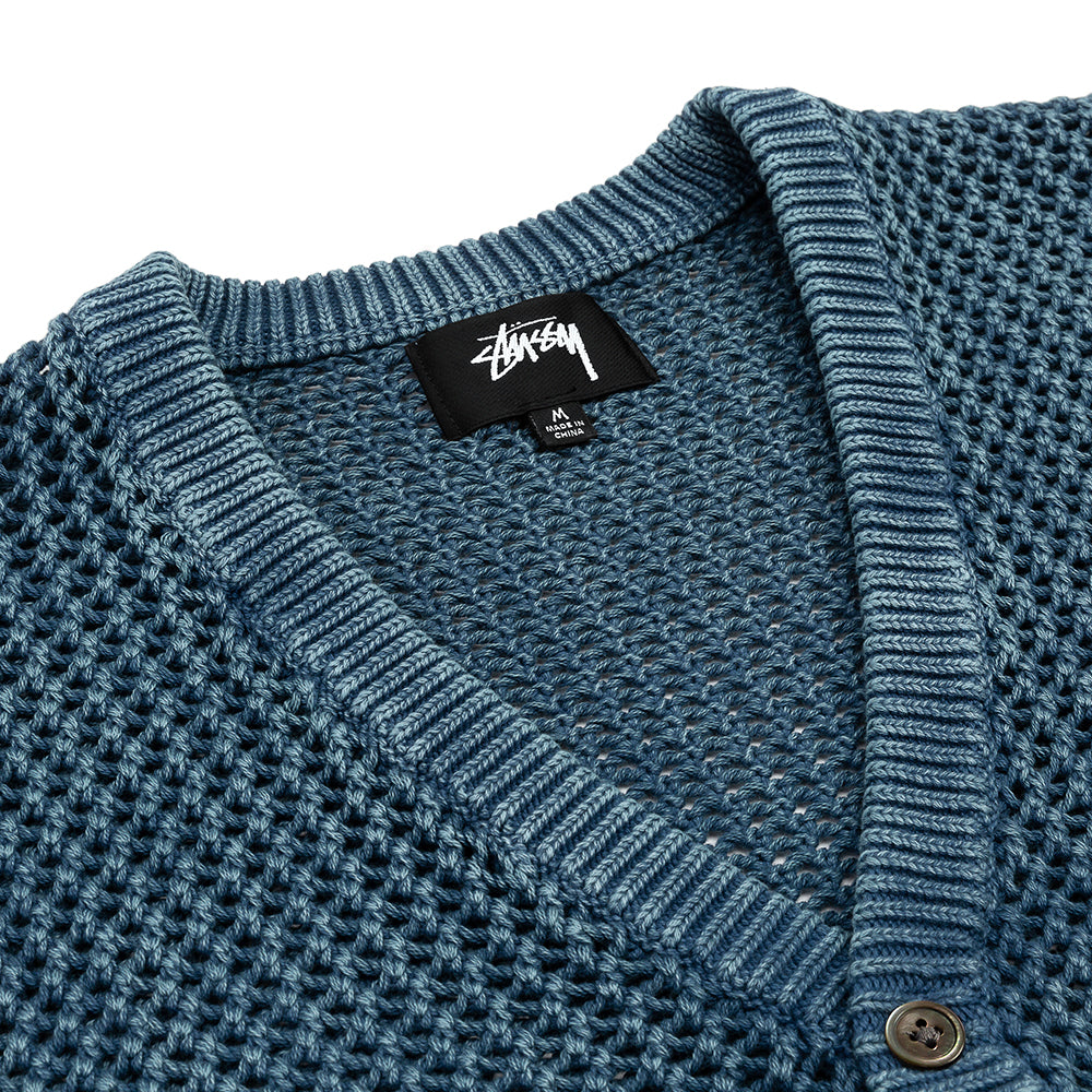 STÜSSY LOOSE GAUGE CARDIGAN // BLUE – Collateral STÜSSY LOOSE GAUGE CARDIGAN // BLUE – Collateral