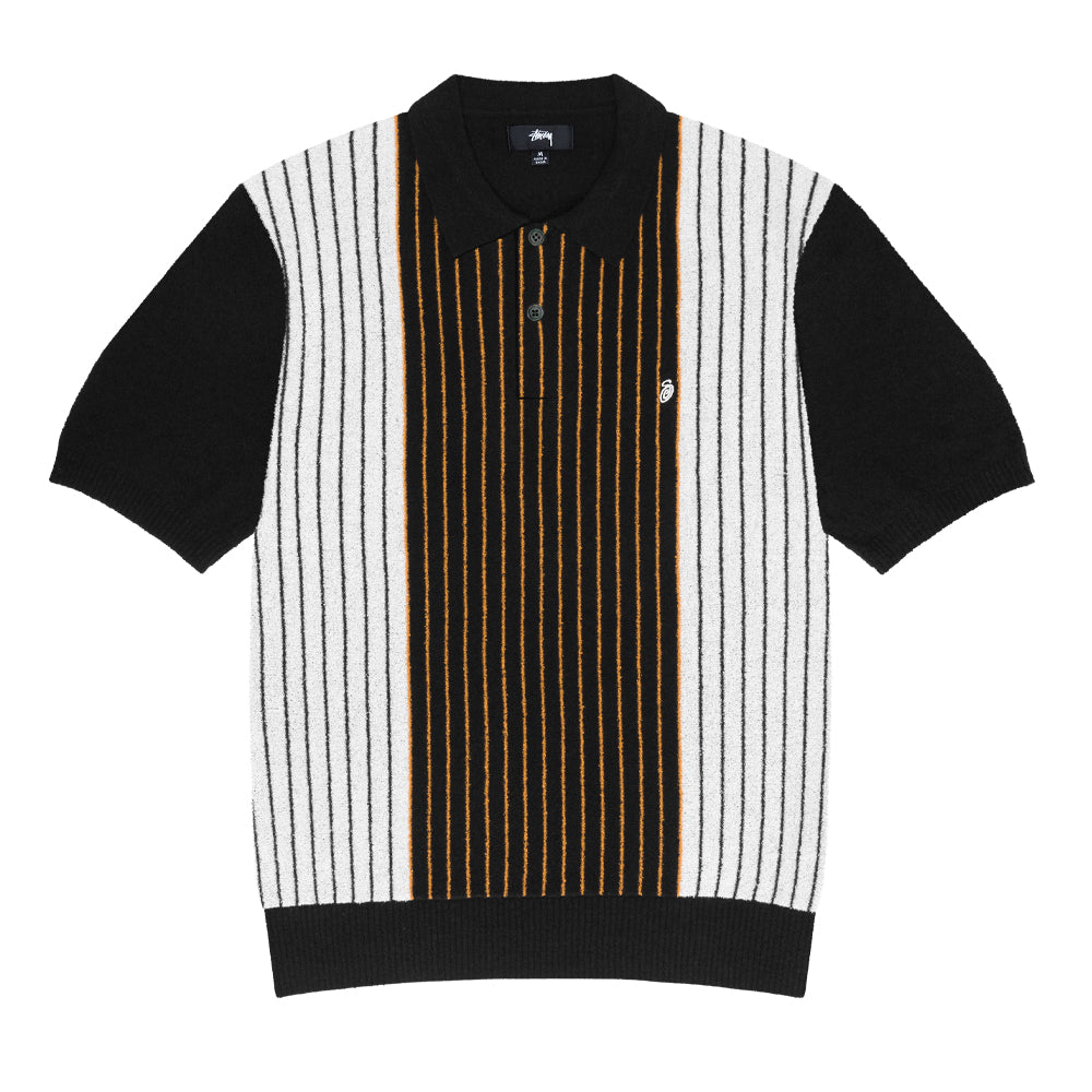 stussy 117167 textured ss polo sweater black stripe