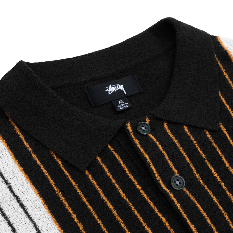 STÜSSY TEXTURED SS POLO SWEATER // BLACK STRIPE