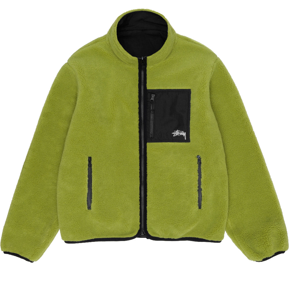 stussy 118520 sherpa reversible jacket moss green