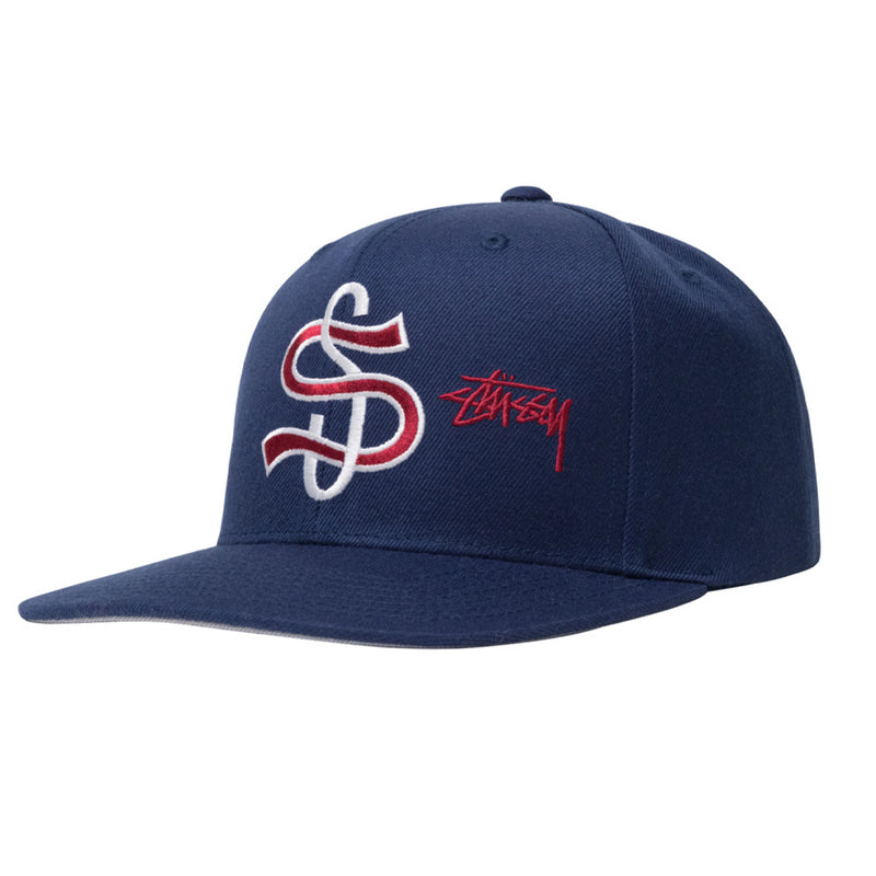 stussy 1311065 big league point crown cap light navy