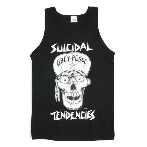 OBEY X SUICIDAL TENDENCIES FLIP CAP SKULL TANK // BLACK
