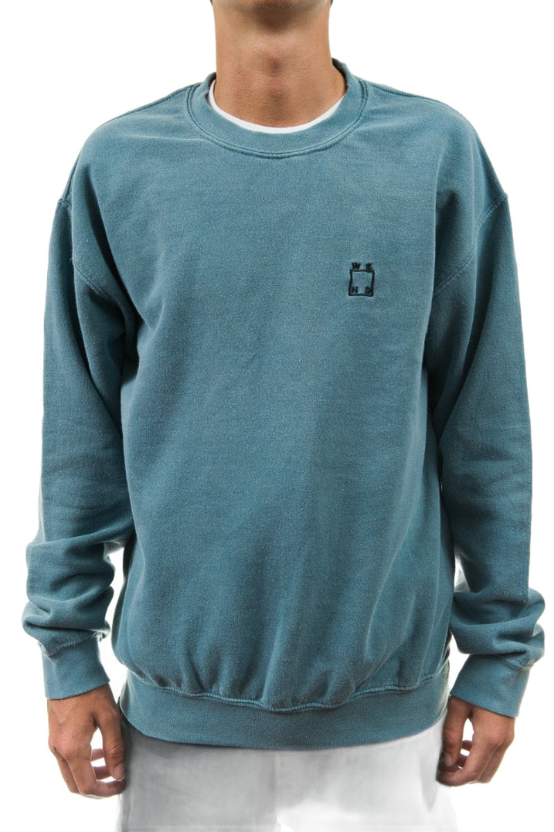 WKND Overdyed Logo Crewneck // Jade-The Collateral