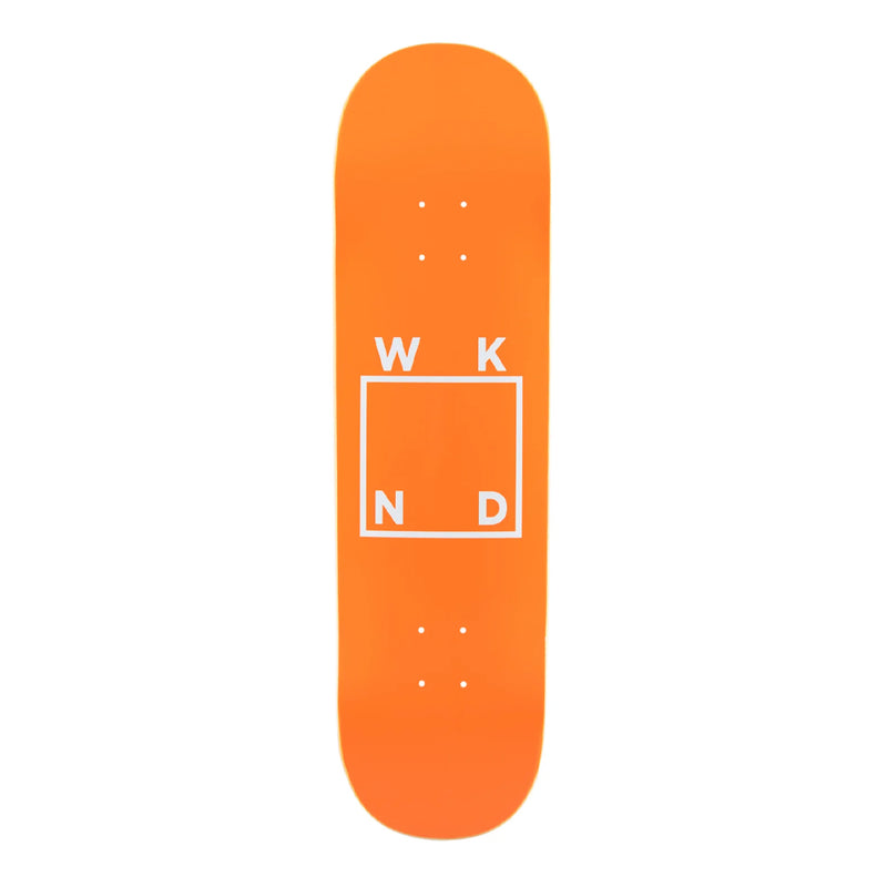 wknd skateboards orange white logo deck 7 75 8 25